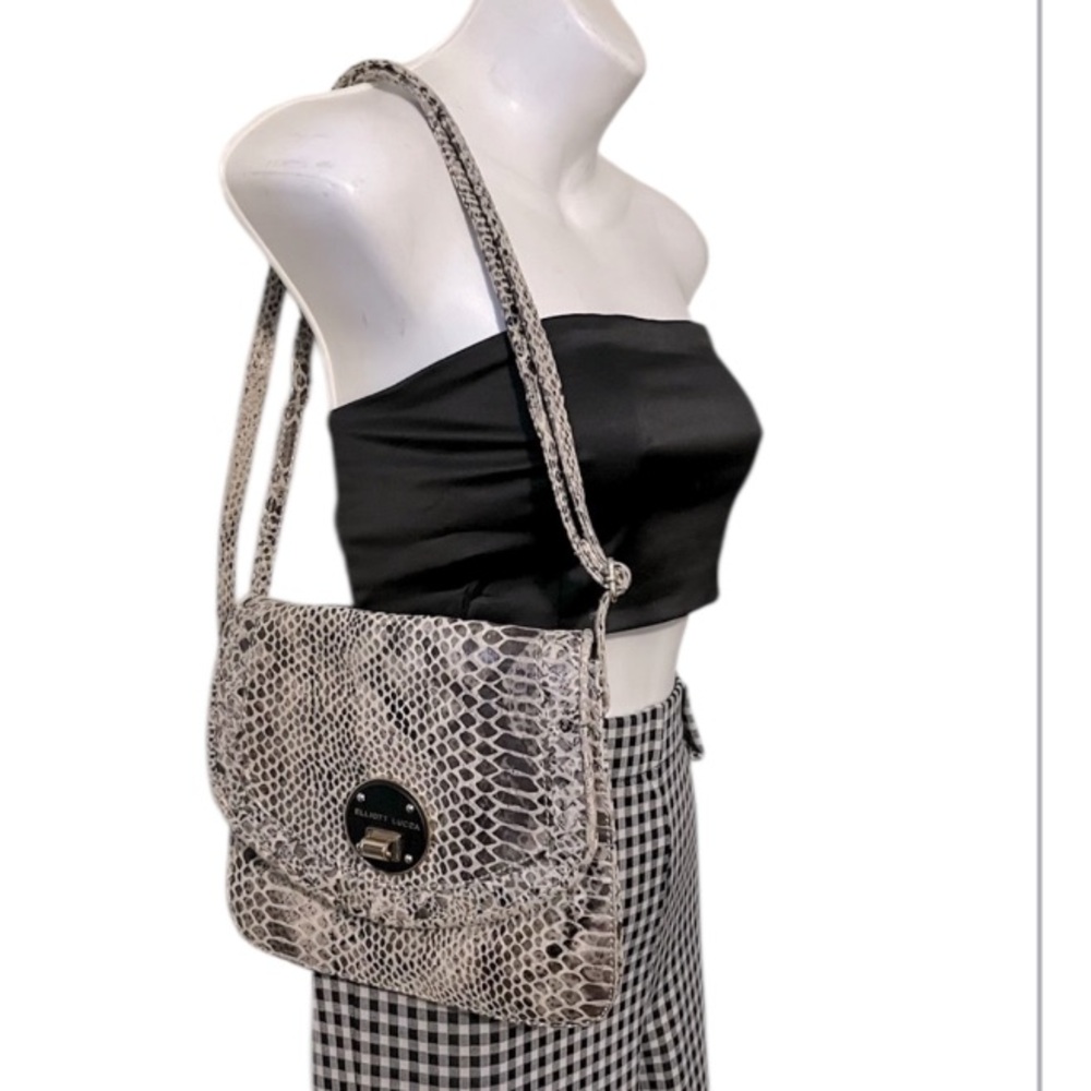 Elliott Lucca Snake Python Brown And Beige Leathe… - image 1